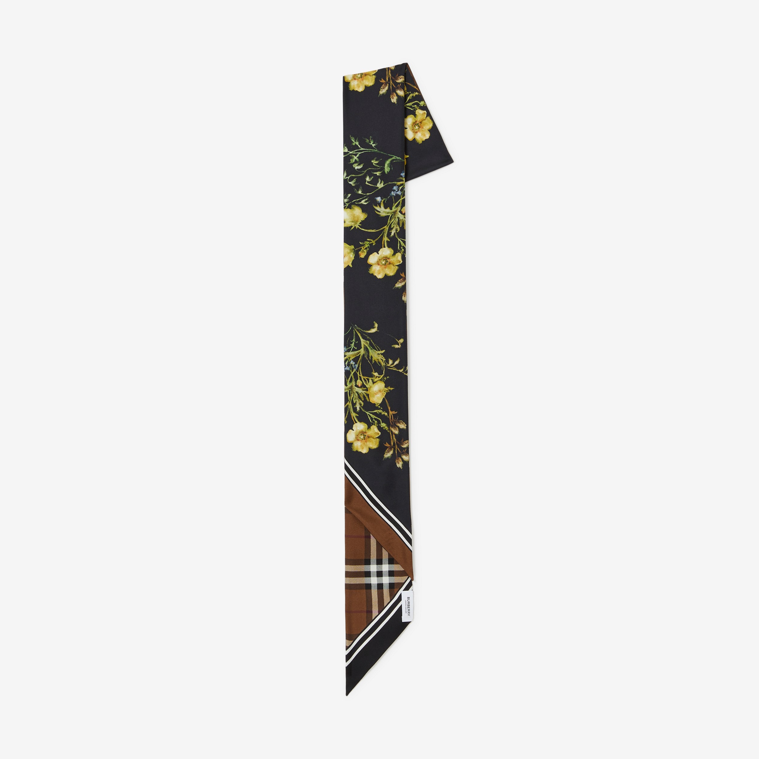 Skinny scarf de seda com estampa de montagem (Preto) | Burberry® oficial - 2