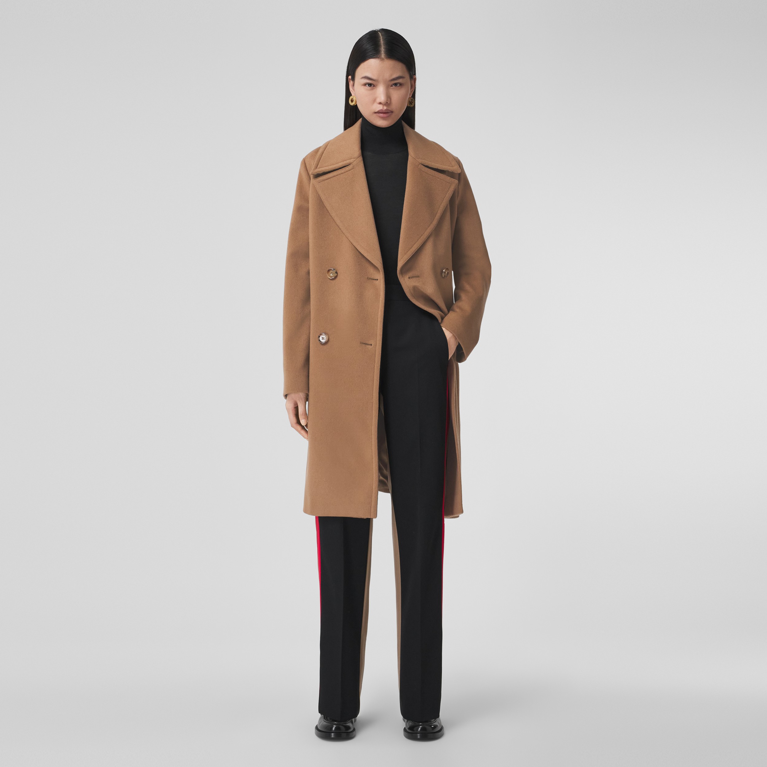 Recycled Cashmere Double-breasted Coat in Bronze - Women | Burberry® Official - 1