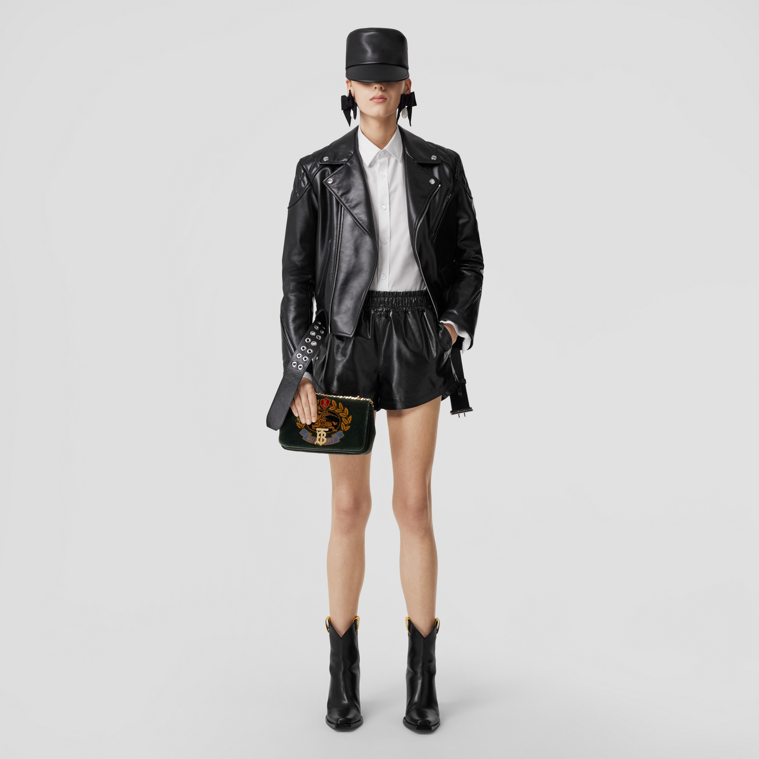 Leather Shorts in Black - Women | Burberry® Official - 1