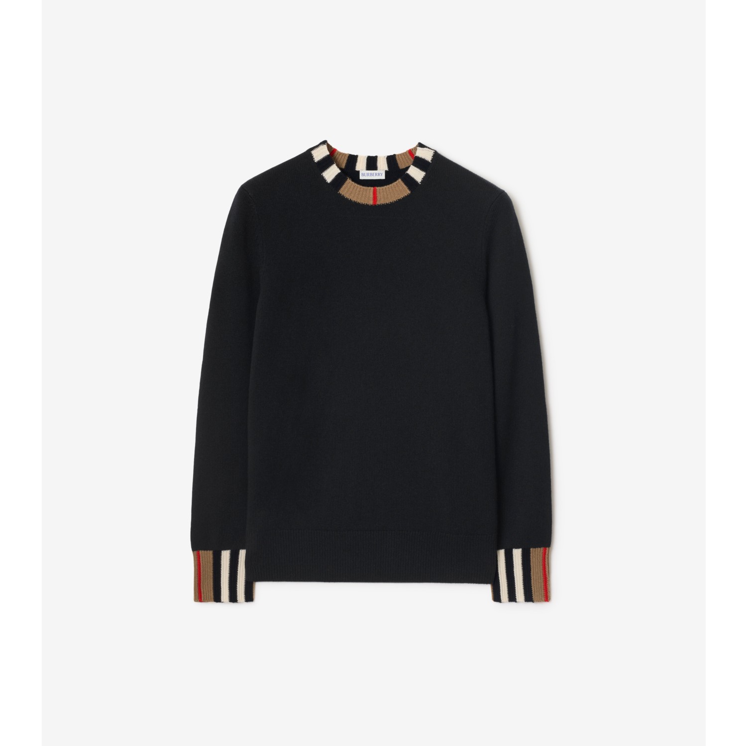 Woll-Kaschmirpullover mit Streifendetail