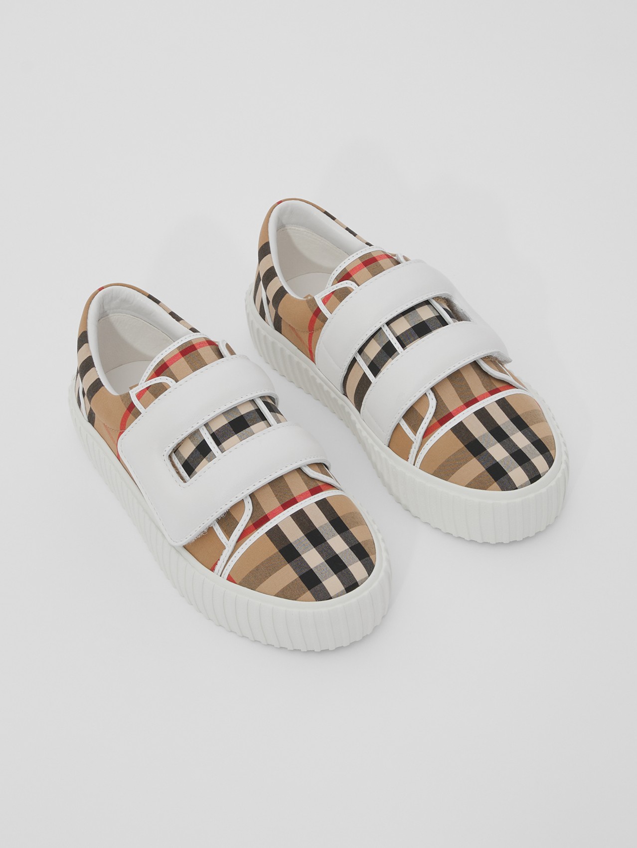 Vintage Check Cotton and Leather Sneakers in Archive Beige
