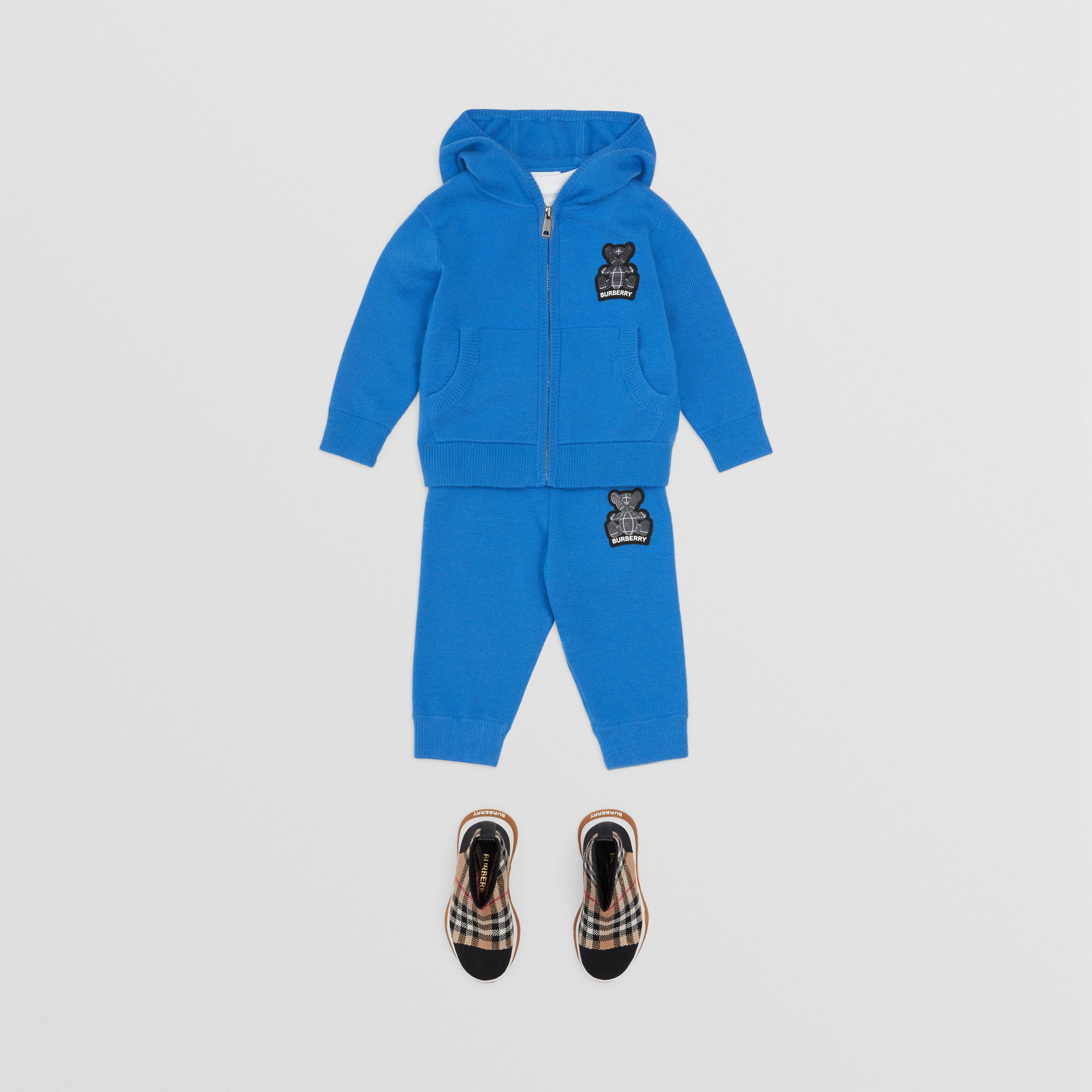 Thomas Bear Appliqué Cashmere Jogging Pants in Canvas Blue - Children | Burberry® Official - 3