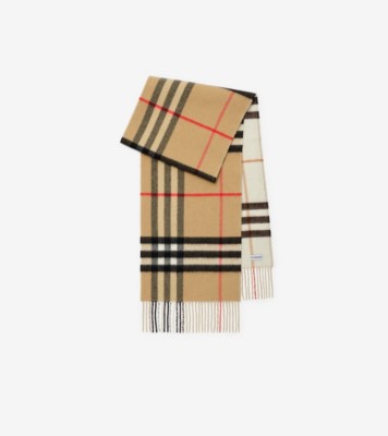 Reversible Check Cashmere Scarf Archive beige pebble ®