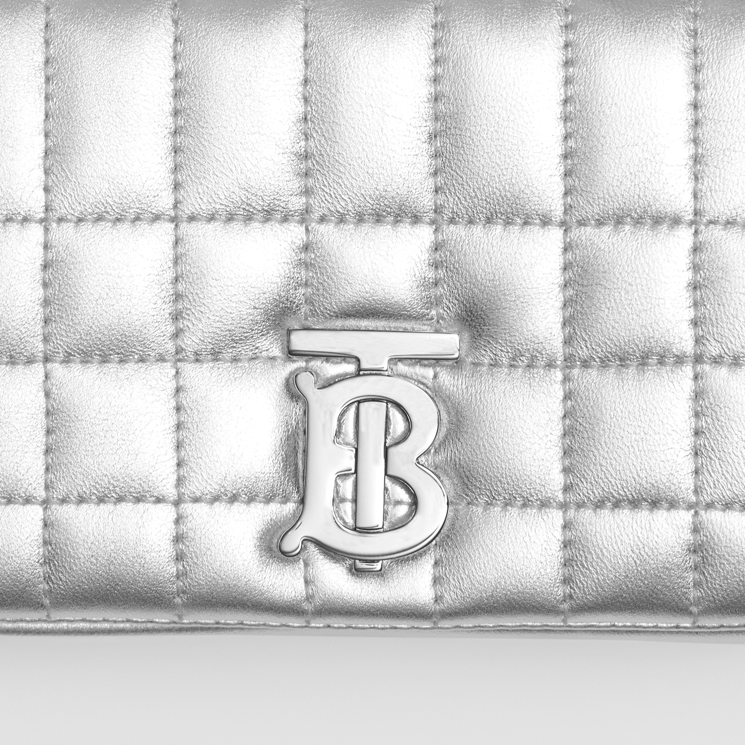 Quilted Metallic Leather Mini Lola Bag in Silver - Women | Burberry® Official - 2