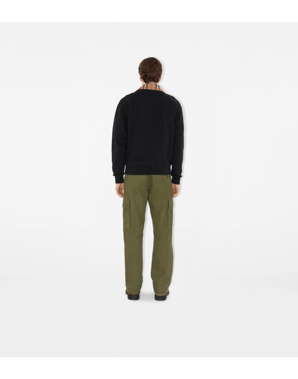 Sweat-shirt semi-zippé à col Check en coton