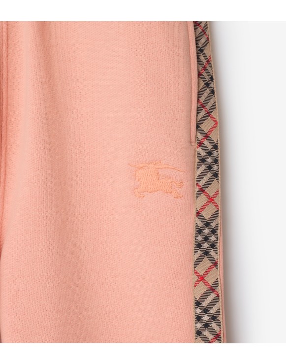 Check Trim Cotton Jogging Pants