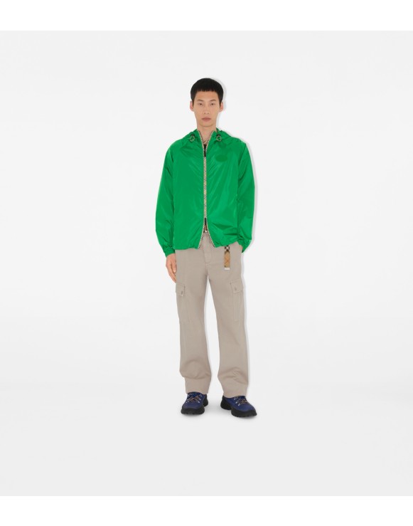 Check Trim Nylon Hooded Jacket
