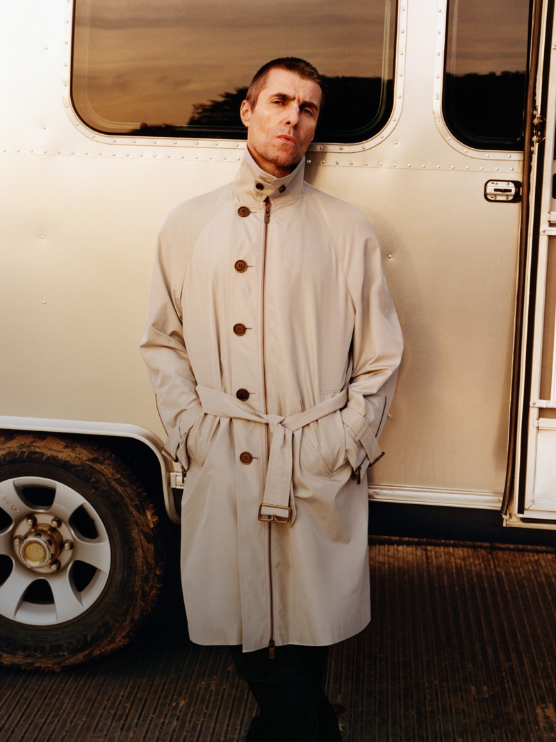 Liam Gallagher wearing a Trench Coat for Burberry Festival 2025