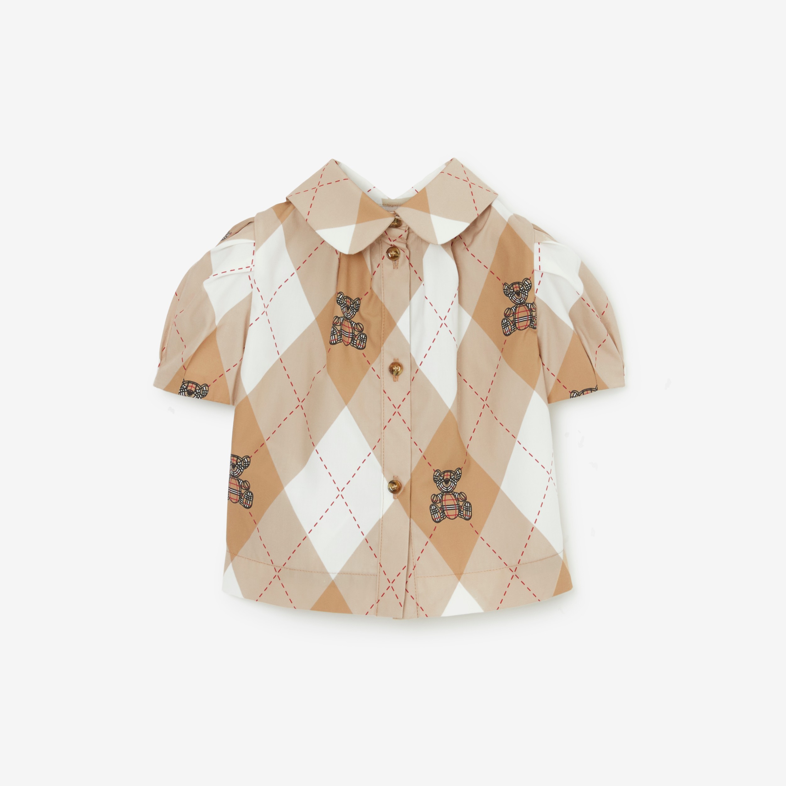 Thomas Bear Argyle Stretch Cotton Blouse in Soft Fawn - Children | Burberry® Official - 2