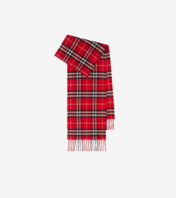 Check Cashmere Scarf in Poppy - Children | Burberry® Official