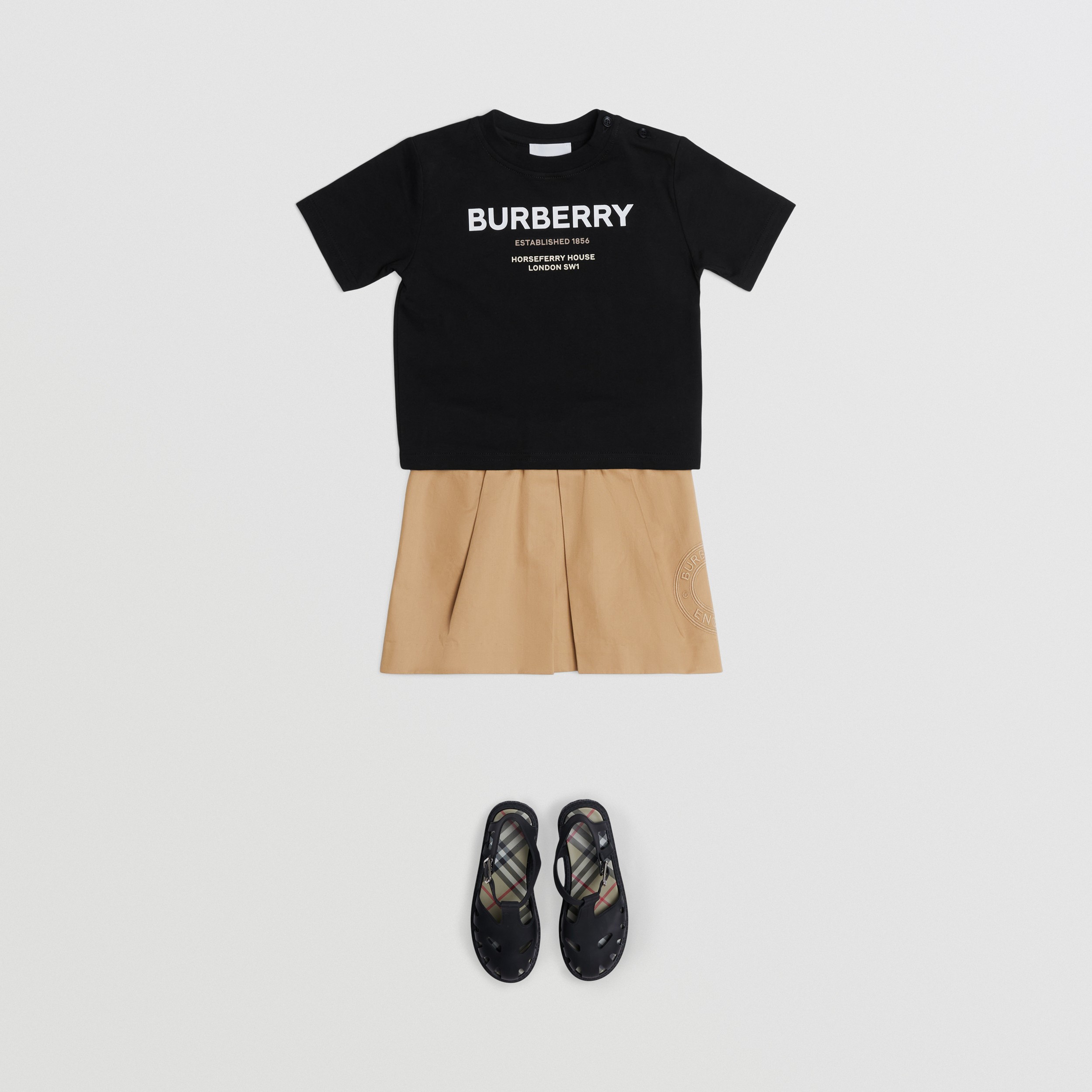 Horseferry Print Cotton T-shirt in Black - Children | Burberry® Official - 3