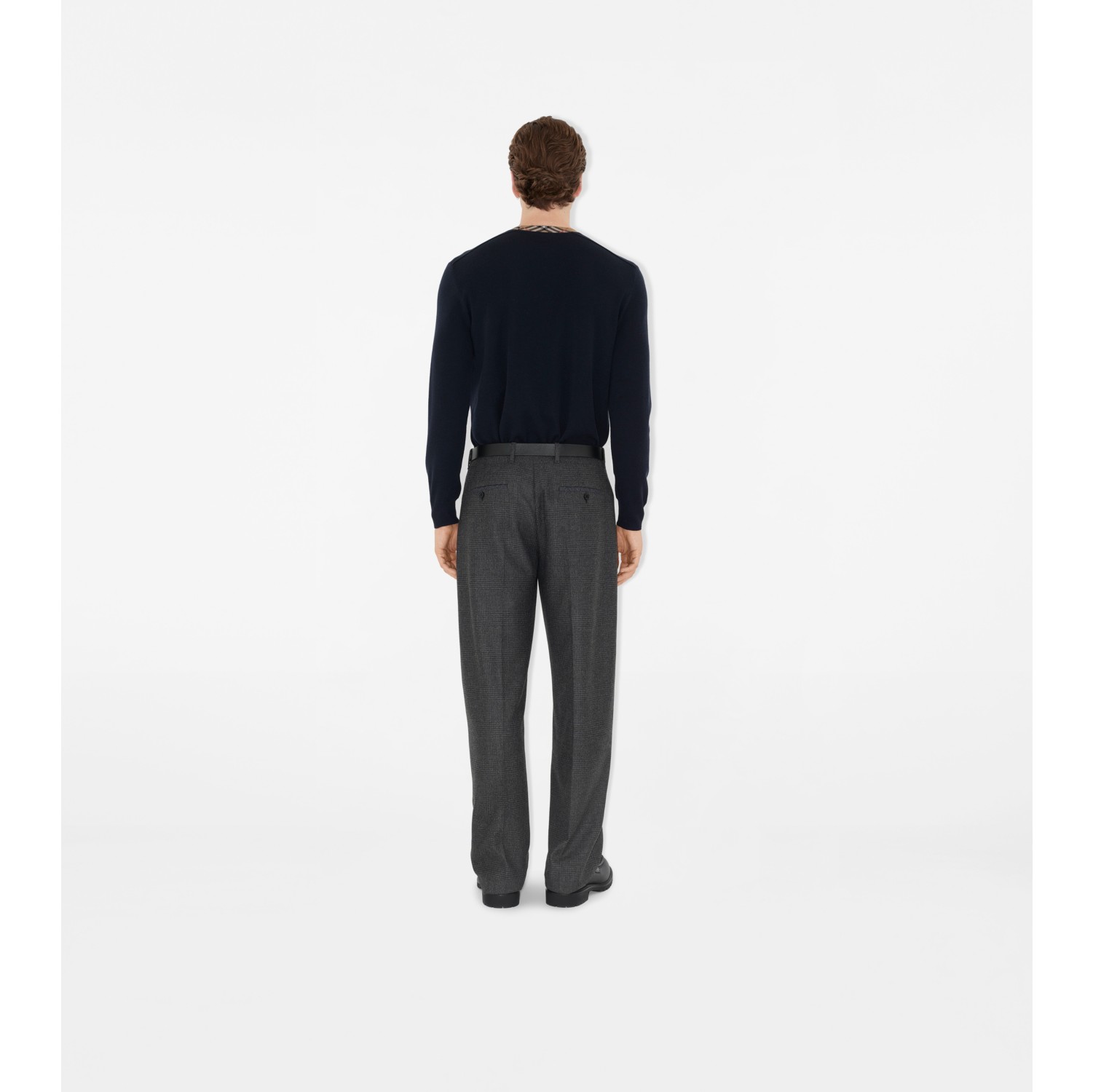 Check Trim Wool Sweater