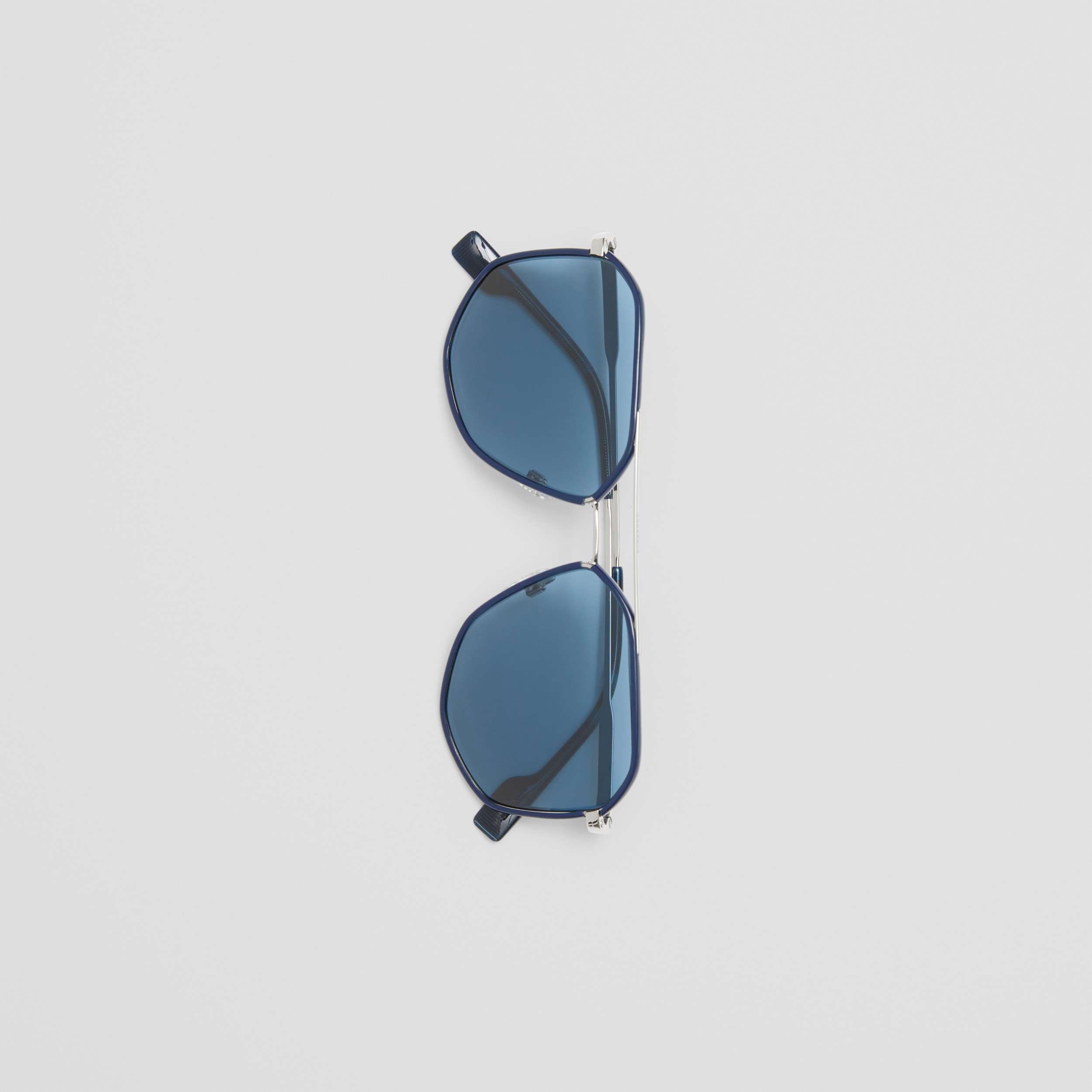 Geometric Frame Sunglasses in Silver Blue - Men | Burberry® Official - 4