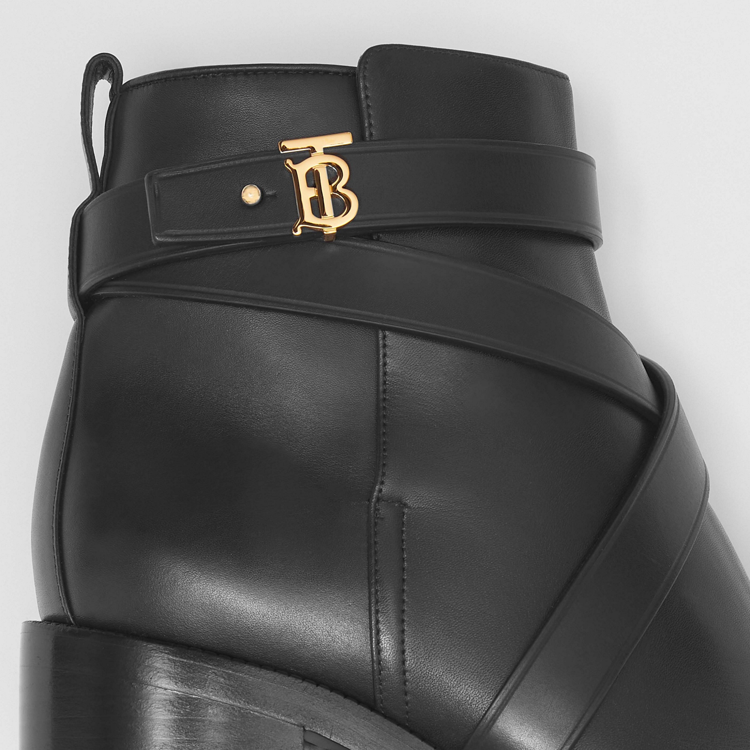 Monogram Motif Leather Ankle Boots in Black - Women | Burberry® Official - 2