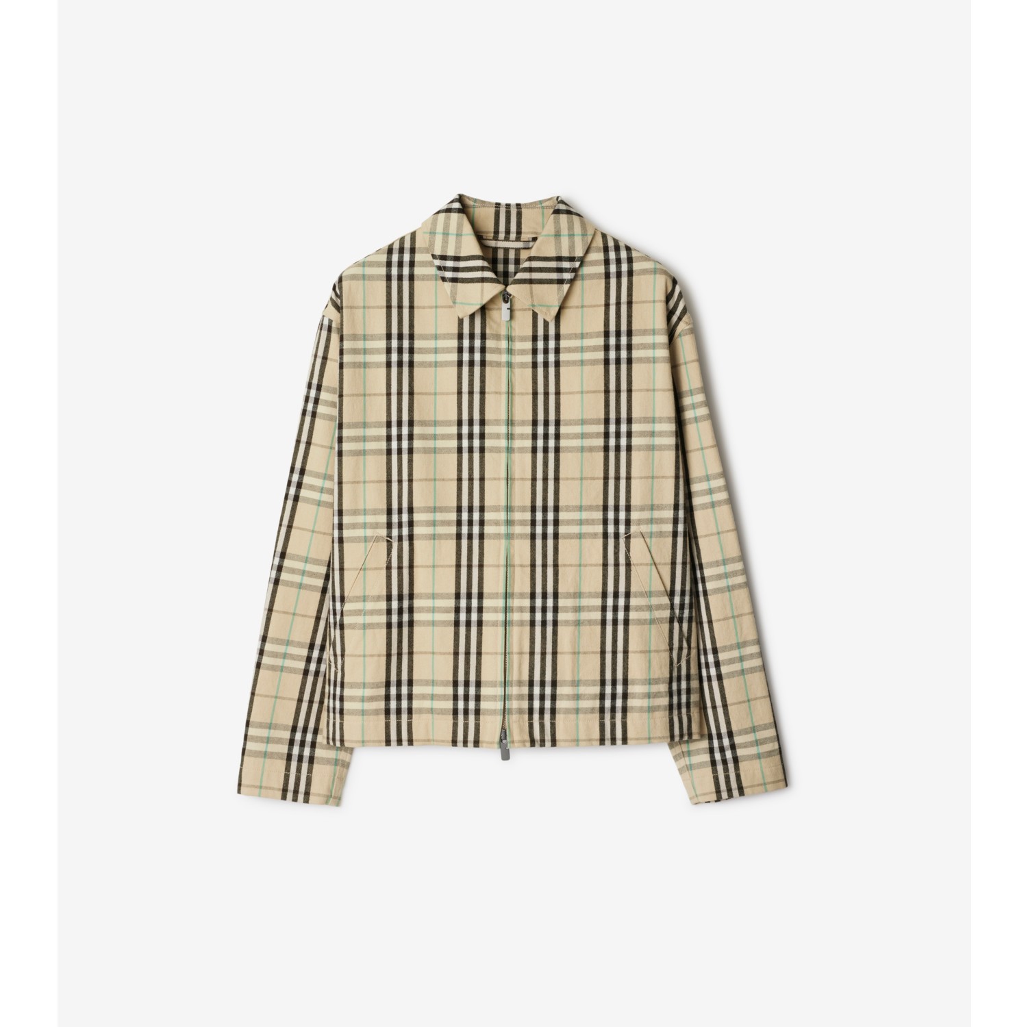 Check Cotton Harrington Jacket in Husk Men Burberry Official