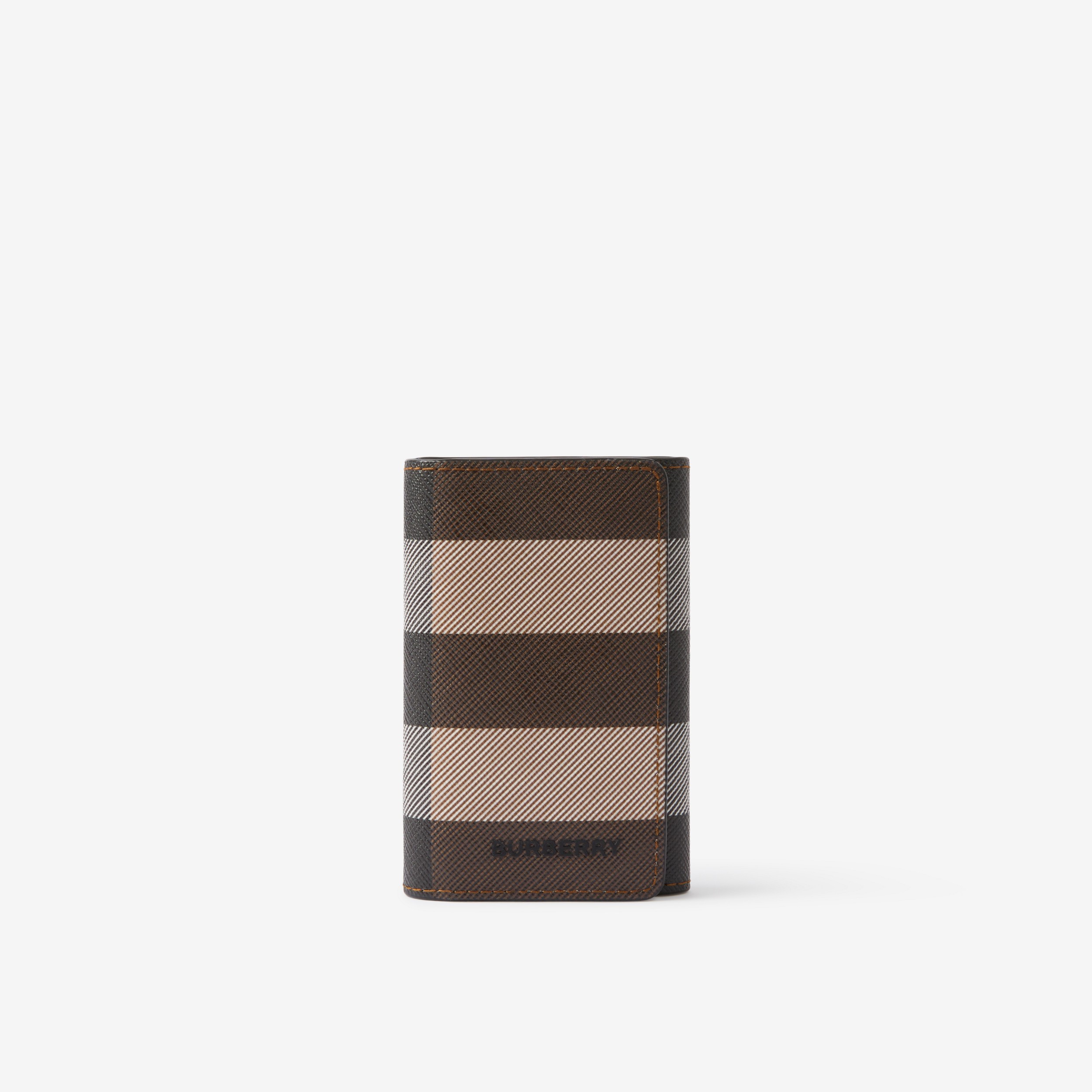 Check and Leather Key Case in Dark Birch Brown - Men | Burberry® Official - 1