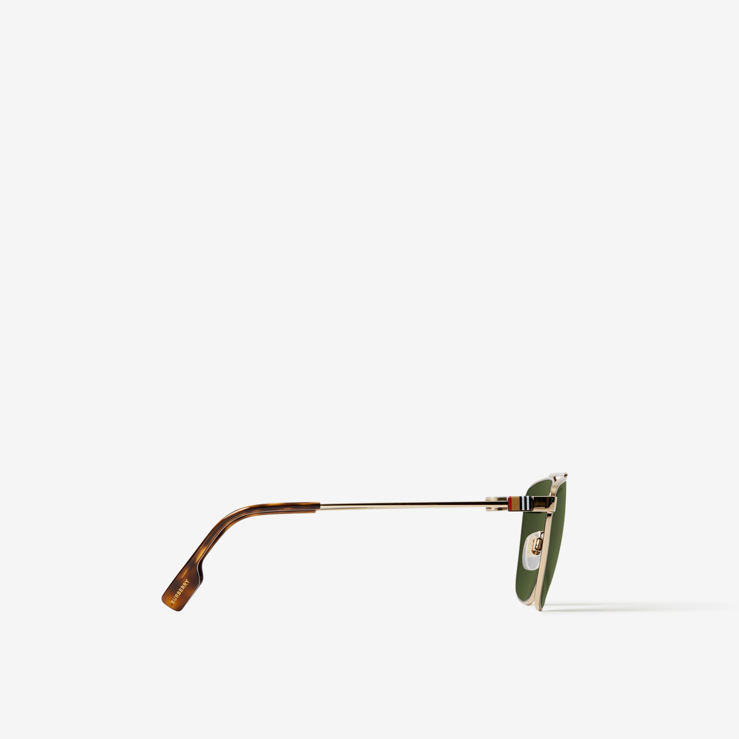 Óculos de sol com armação aviador e detalhe de listras (Dourado Claro) | Burberry® oficial - 2