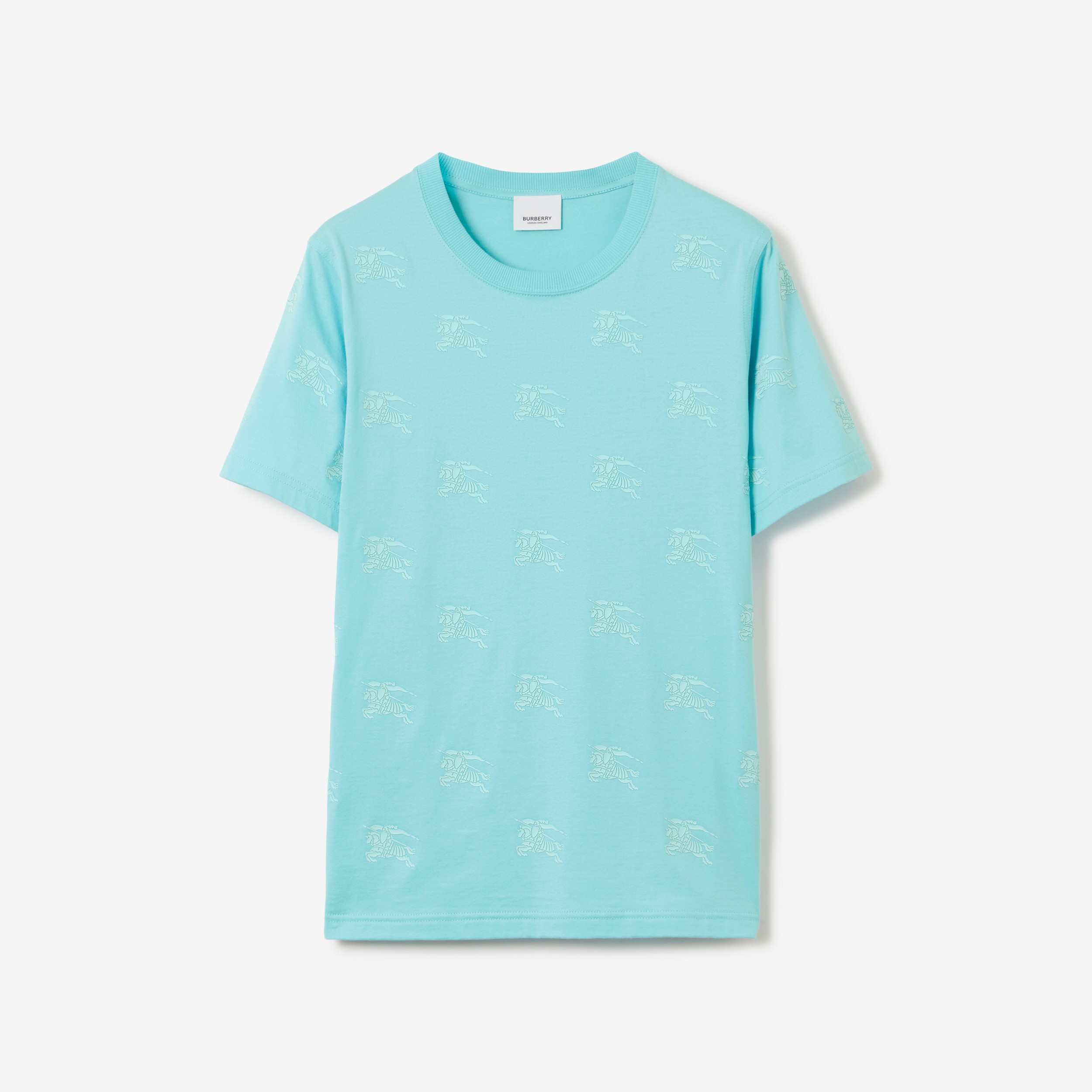 EKD Print Cotton T-shirt in Bright Topaz Blue - Women | Burberry® Official - 1