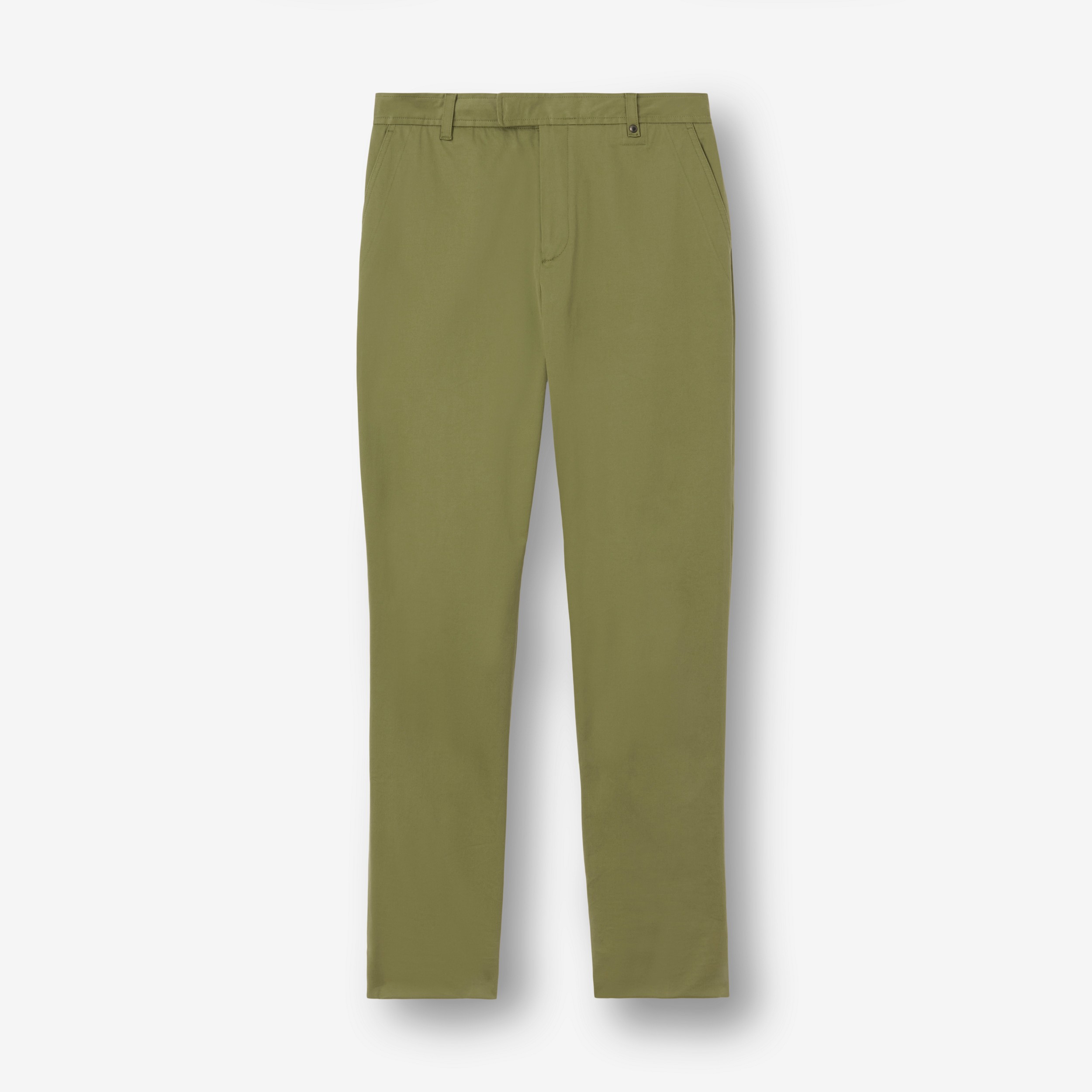 Calças chino de sarja de algodão stretch com monograma (Verde Abeto Escuro) - Homens | Burberry® oficial - 1
