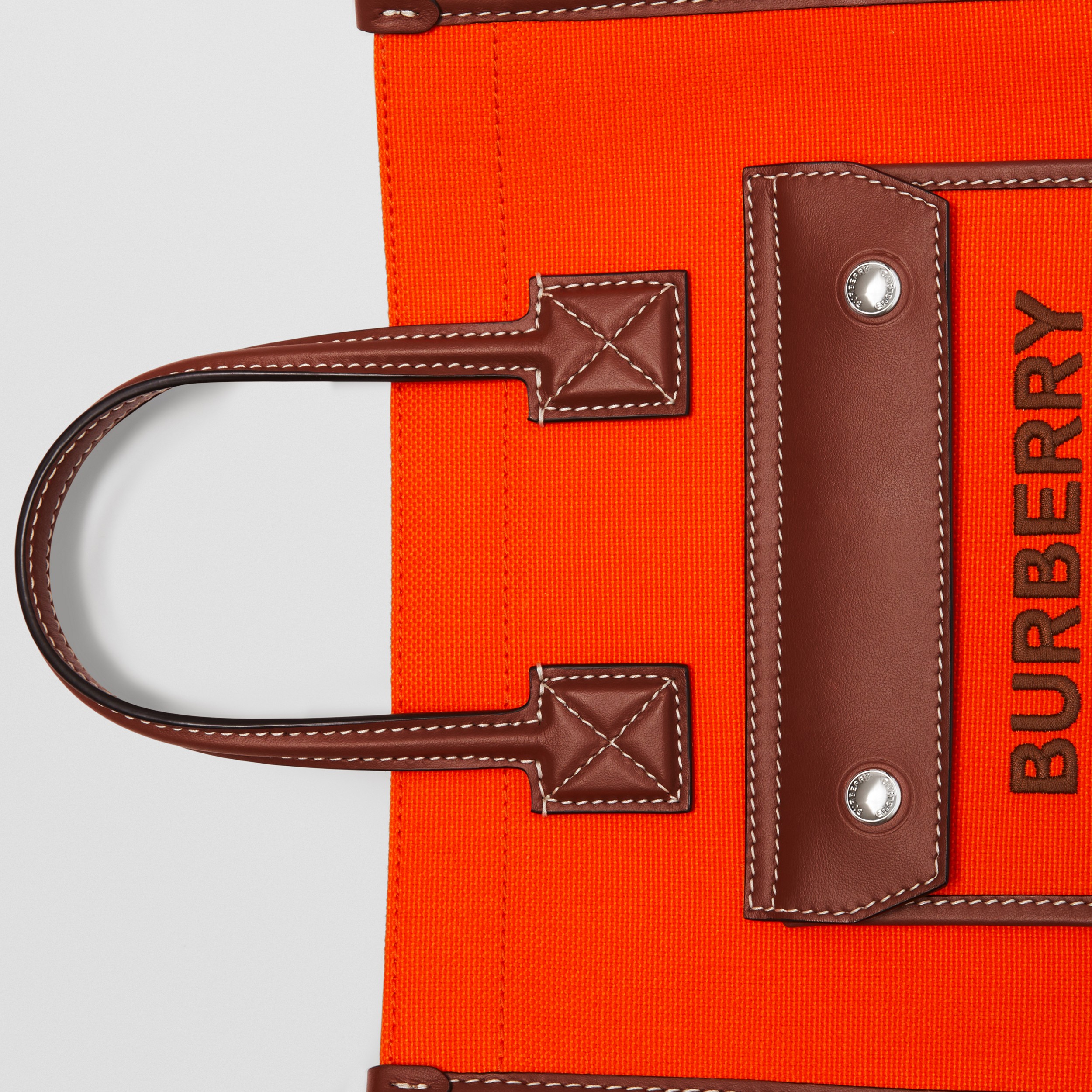 Mini Two-tone Canvas and Leather Freya Tote in Orange/tan - Women | Burberry® Official - 2