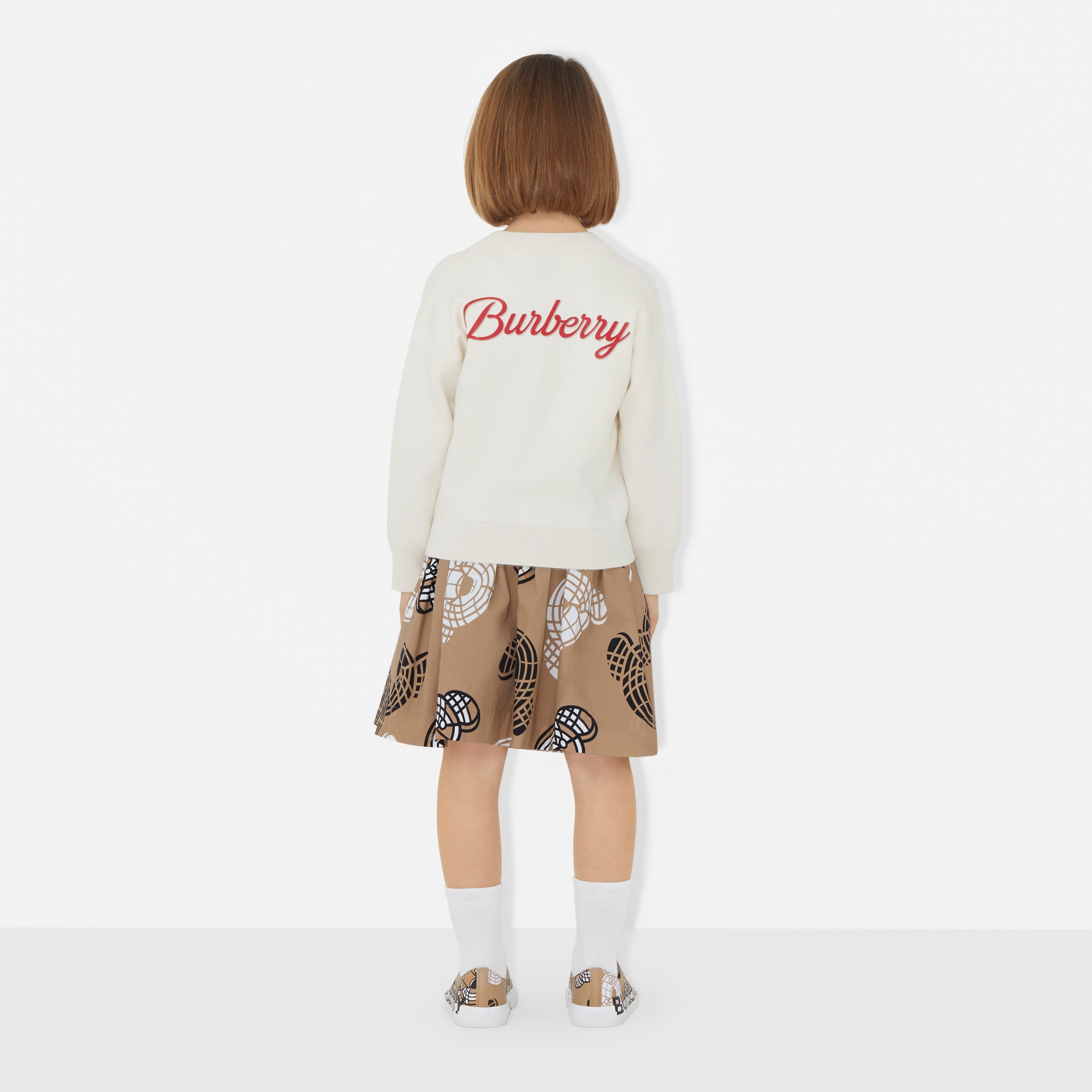 Cardigã em cashmere e algodão com estampa Thomas Bear (Marfim) | Burberry® oficial - 3