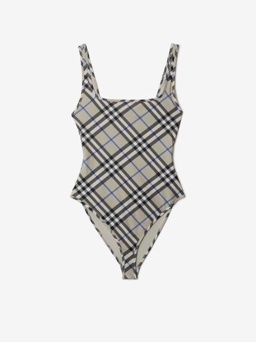 Burberry Vintage Check-print Swimsuit In Lichen