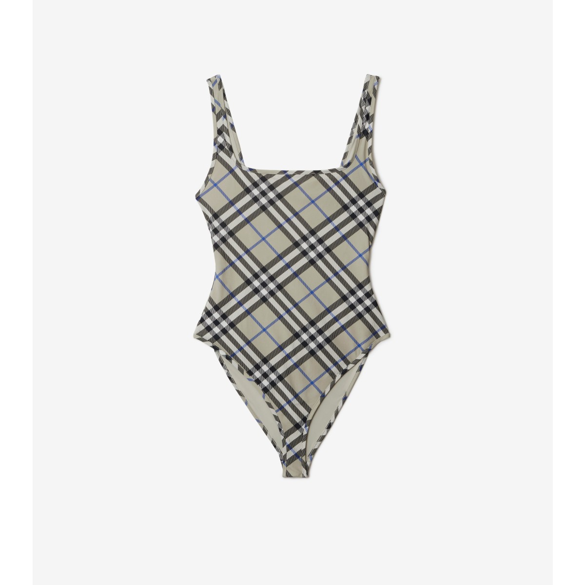 Burberry Check Swimsuit In Lichen