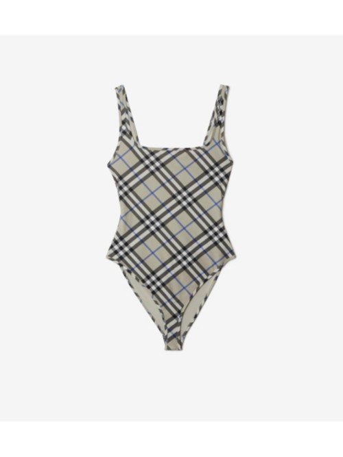 Burberry Vintage Check-print Swimsuit In Lichen