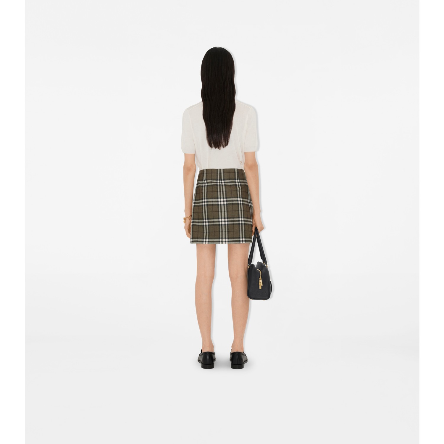 Minifalda estilo trench coat en lana encolada Check