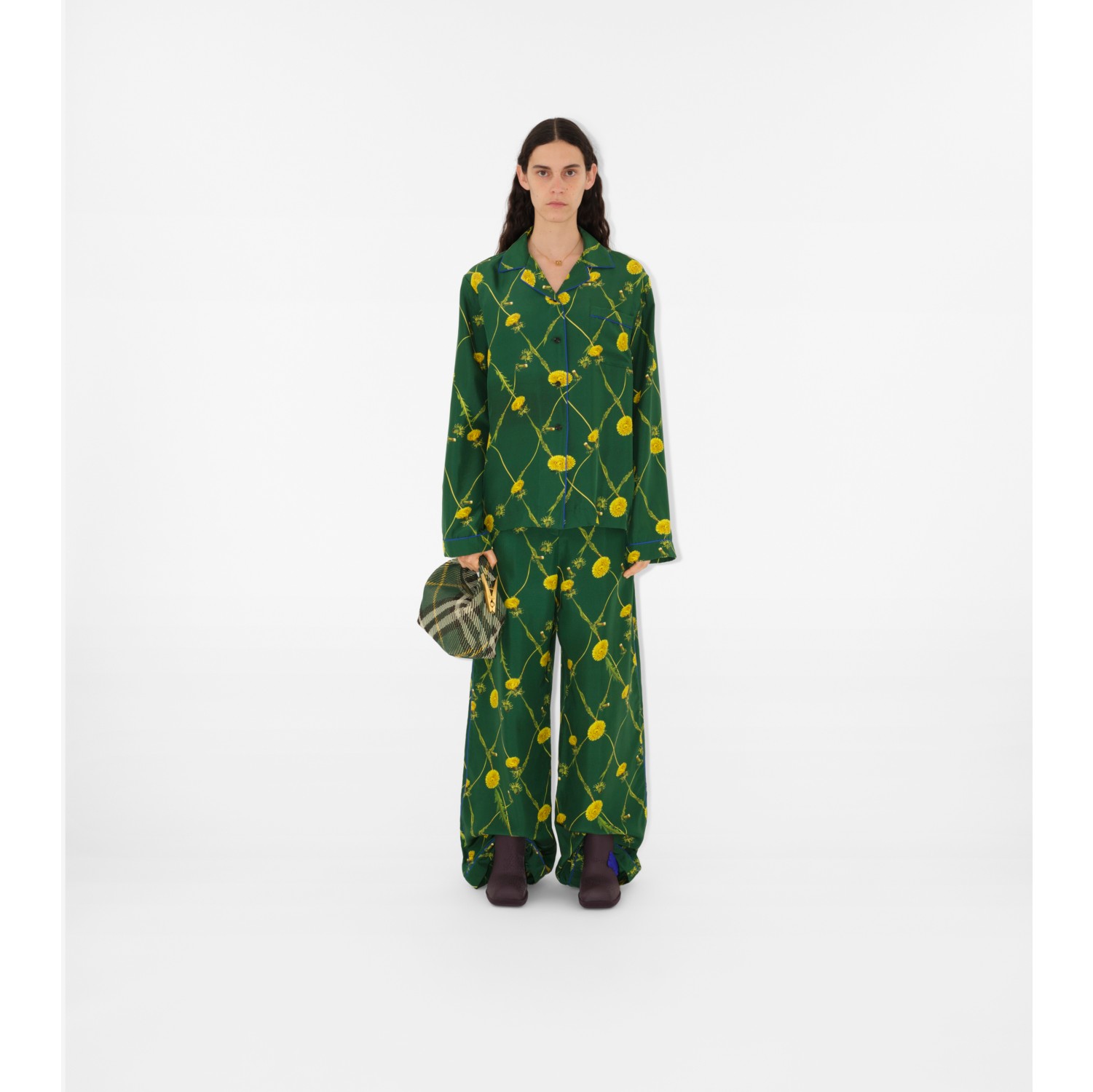 Dandelion Silk Pyjama Trousers in Ivy - Women | Burberry® Official