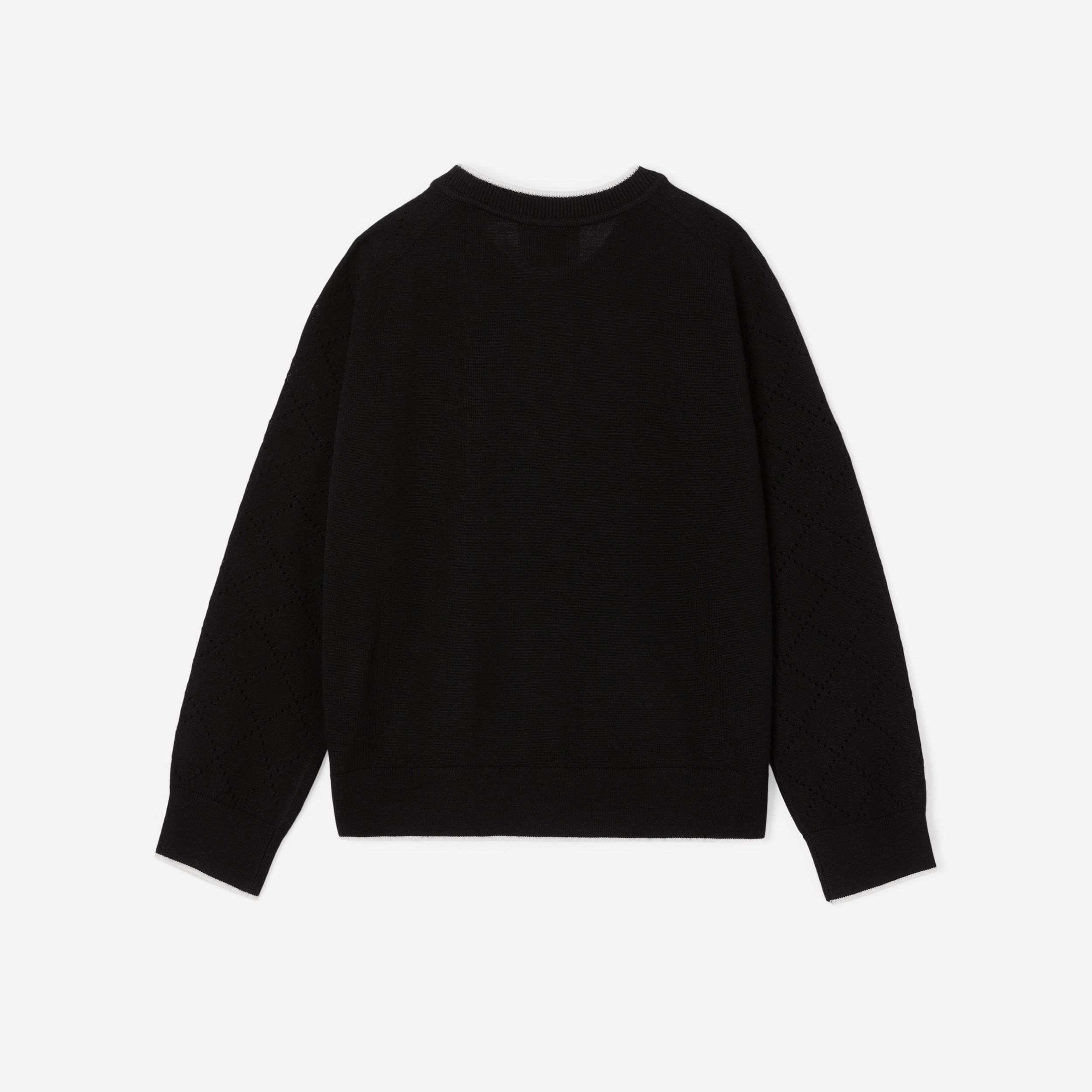 专属标识装饰羊毛开衫 (黑色) | Burberry® 博柏利官网 - 2