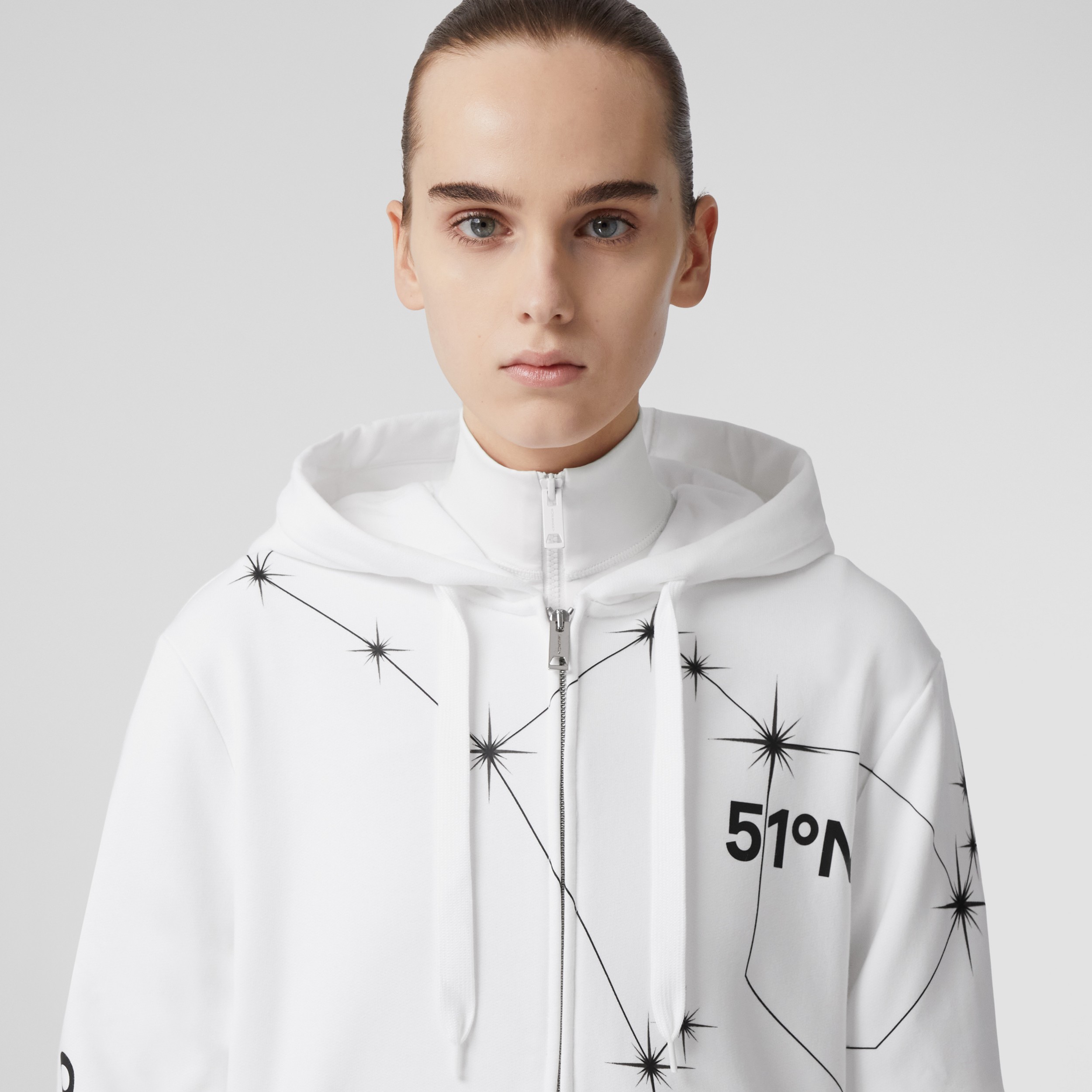 Constellations Print Cotton Zip Hoodie in White - Women | Burberry® Official - 2