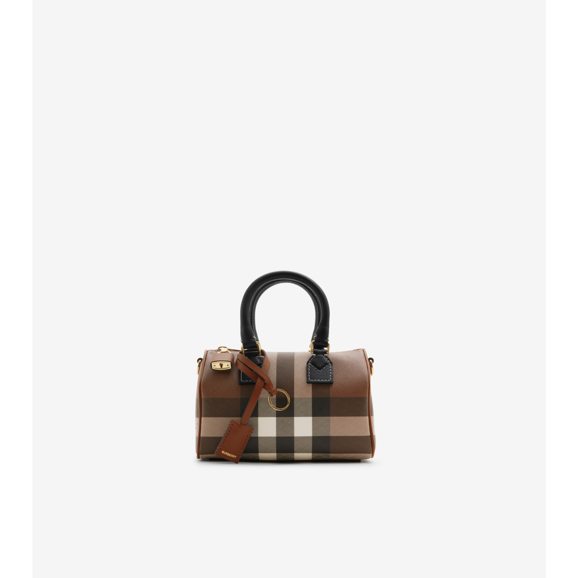 Mini Check Bowling Bag in Dark birch brown - Women | Burberry® Official