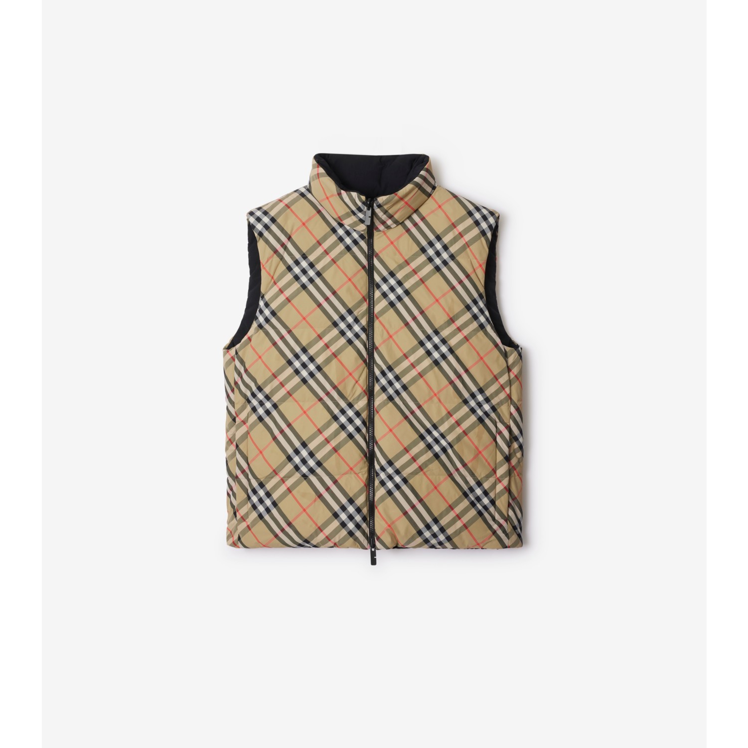 Reversible Check Nylon Padded Gilet