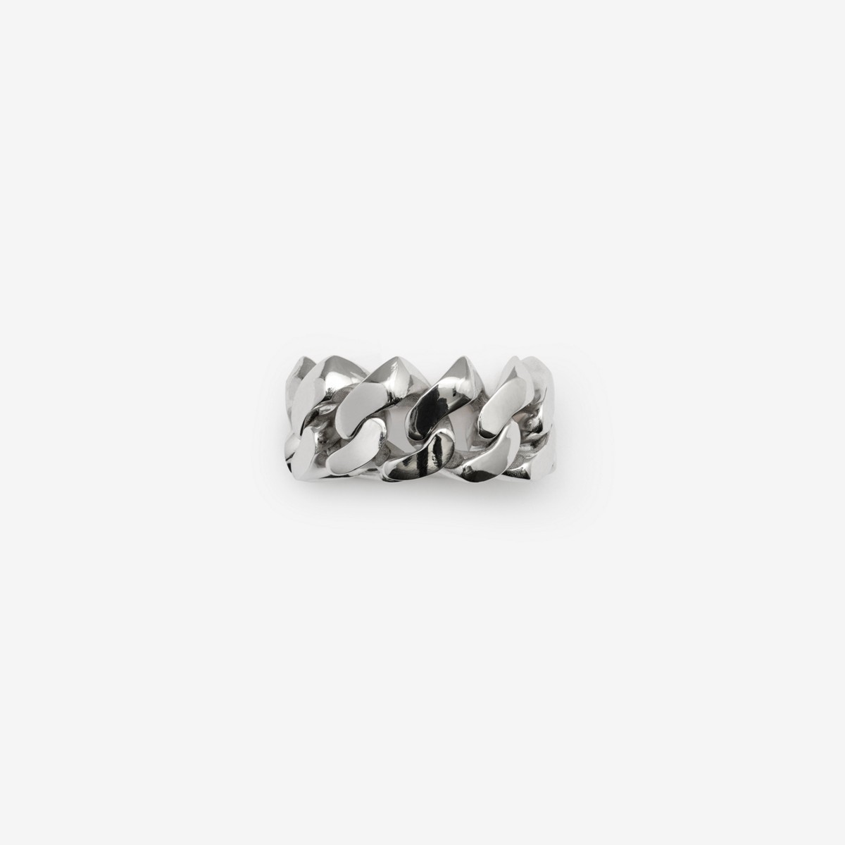 Burberry Thorn Cuban Chain Ring In Silver