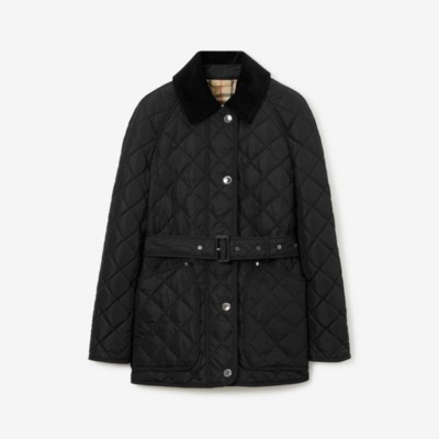 Shop Burberry Quilted Nylon Jacket In Black