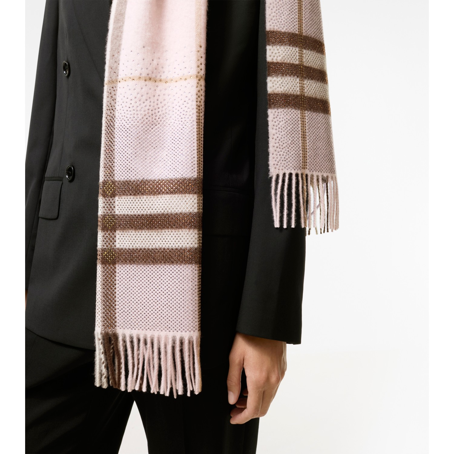 Embellished Check Cashmere Scarf - thumbnail 8