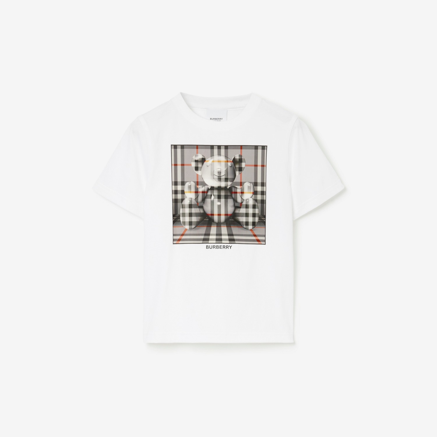 토마스 베어 코튼 티셔츠 (화이트/쿨 차콜 그레이) | Burberry®