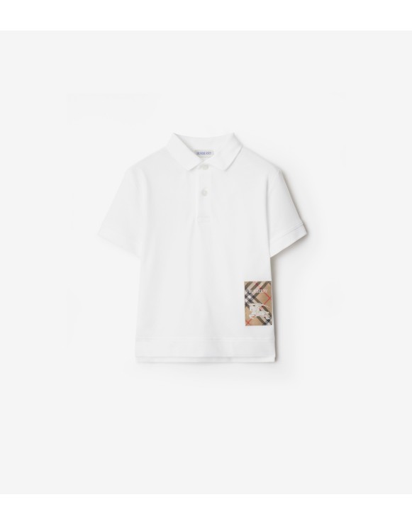 Check Label Cotton Polo Shirt