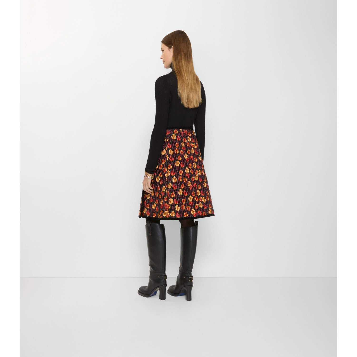 Geranium Leaf Quilted Nylon Skirt