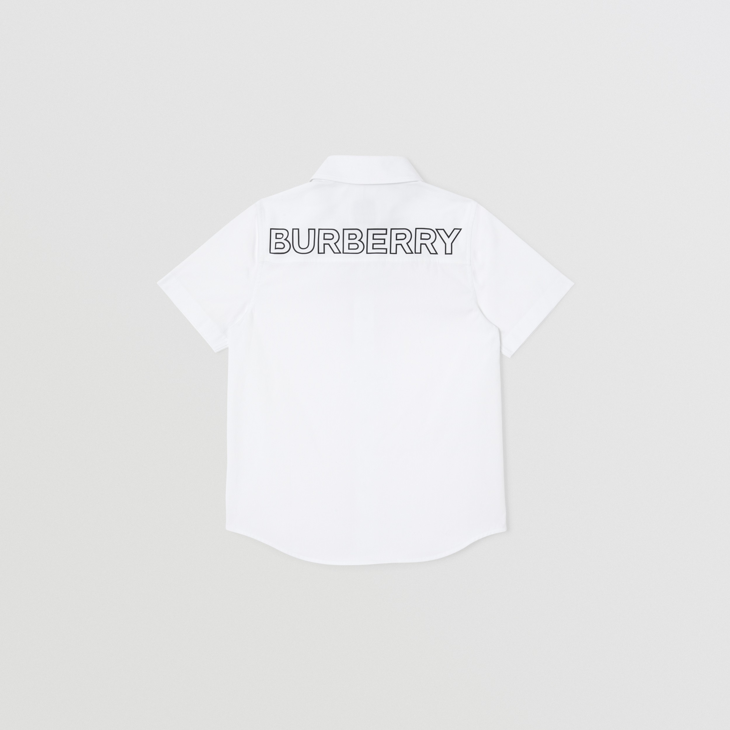 Short-sleeve Logo Print Stretch Cotton Shirt in White | Burberry® Official - 4