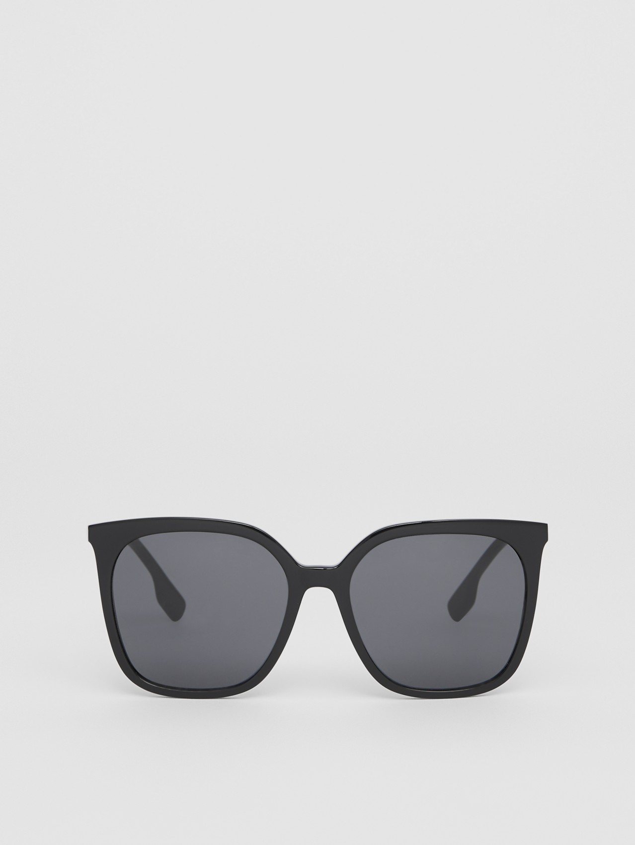 Icon Stripe Detail Oversized Square Frame Sunglasses in Black