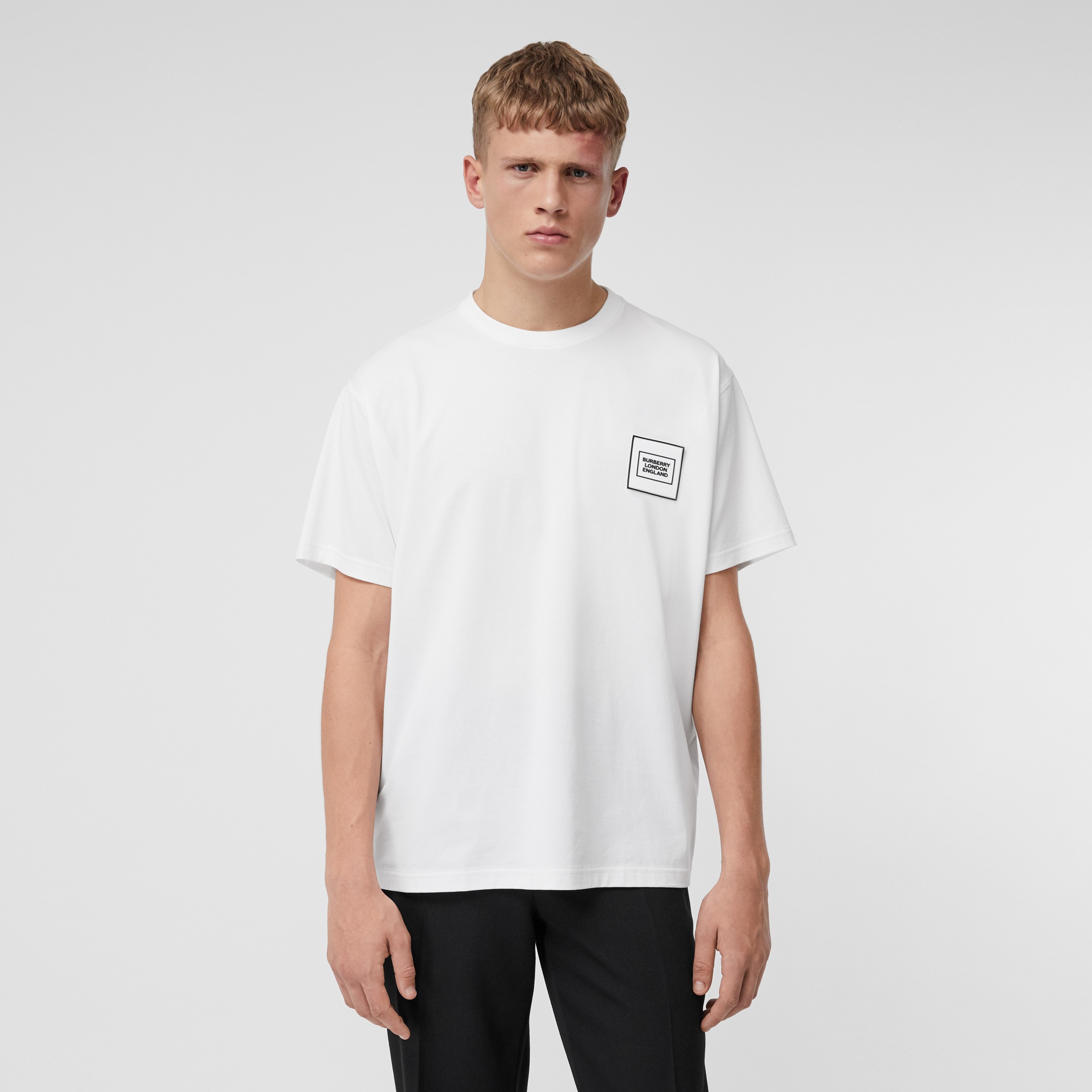 Logo Appliqué Cotton T-shirt in White - Men | Burberry United Kingdom