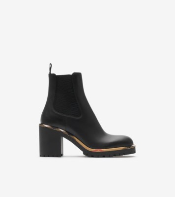 新品BURBERRY サイドゴア　厚底　ブーツBLACK38【24.5】 レザー グラベル ヒール チェルシーブーツ​ (ブラック