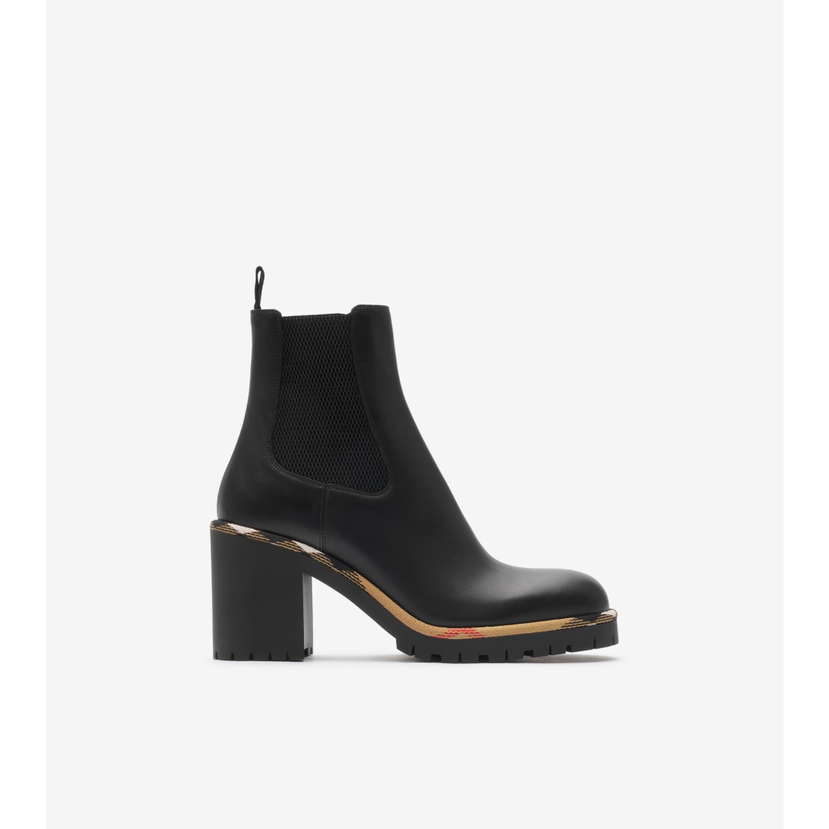 Burberry Leather Gravel Heel Chelsea Boots​ In Black