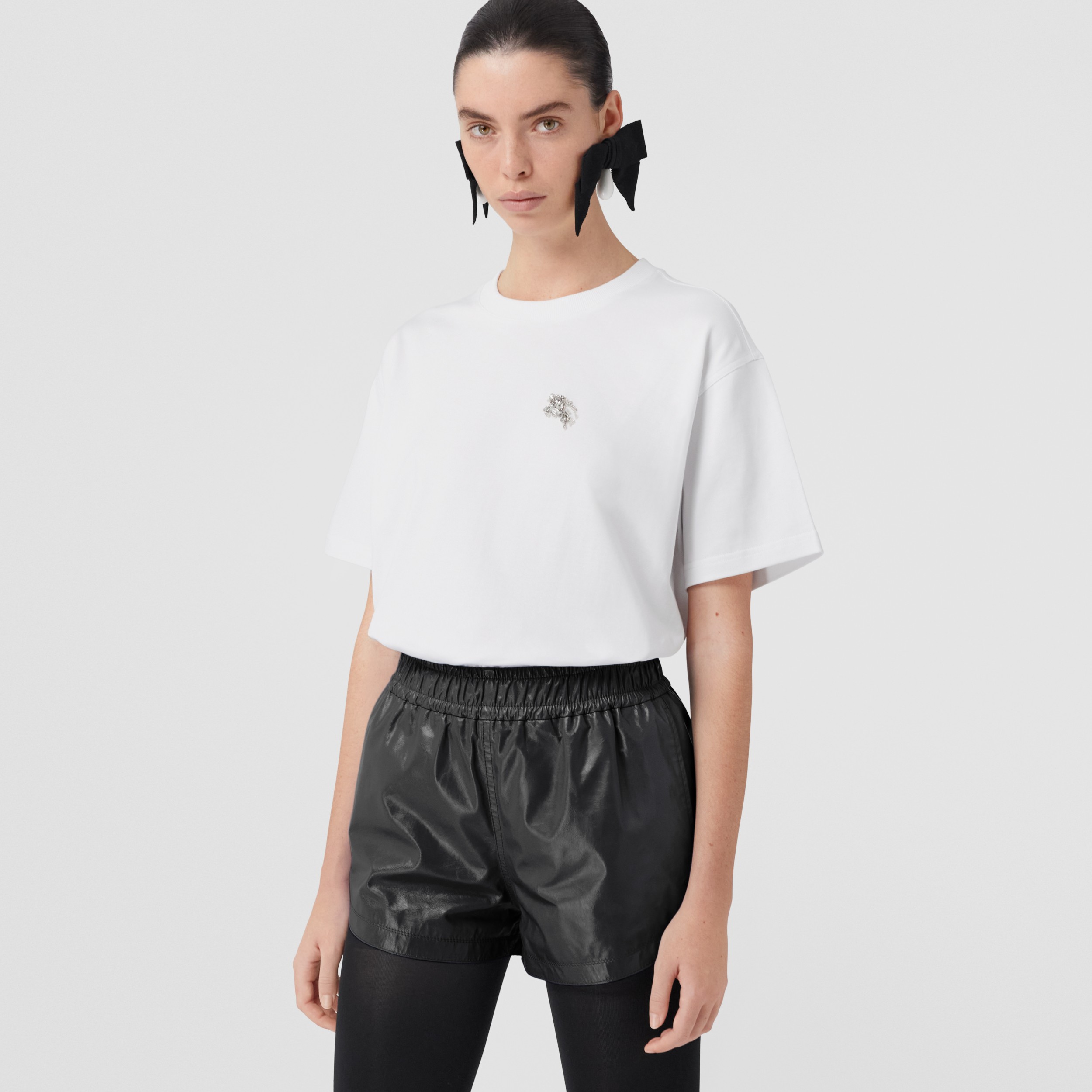 Crystal EKD Cotton Oversized T-shirt in White - Women | Burberry® Official