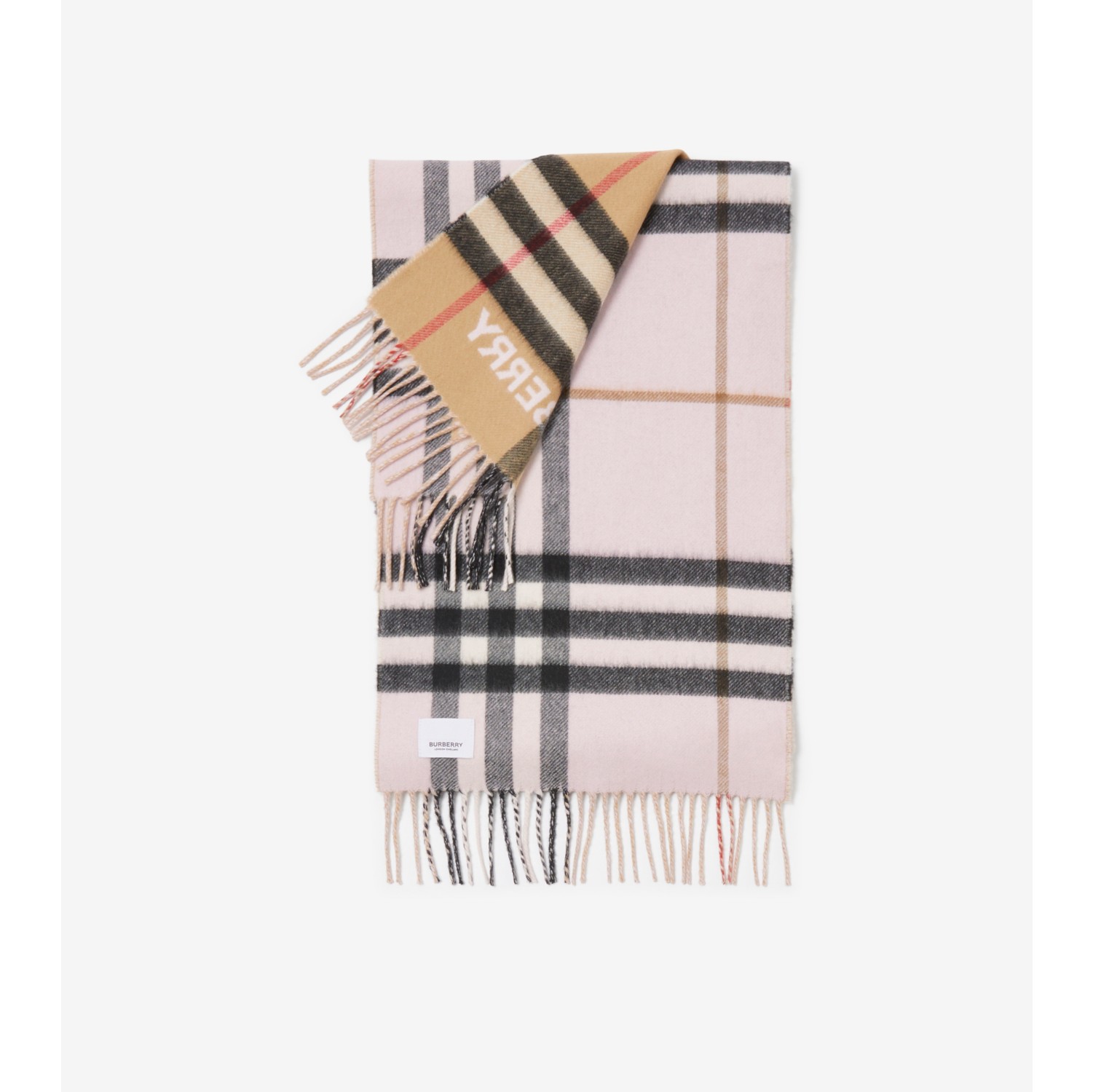 Contrast Check Cashmere Scarf in Archive Beige/candy Pink | Burberry®  Official