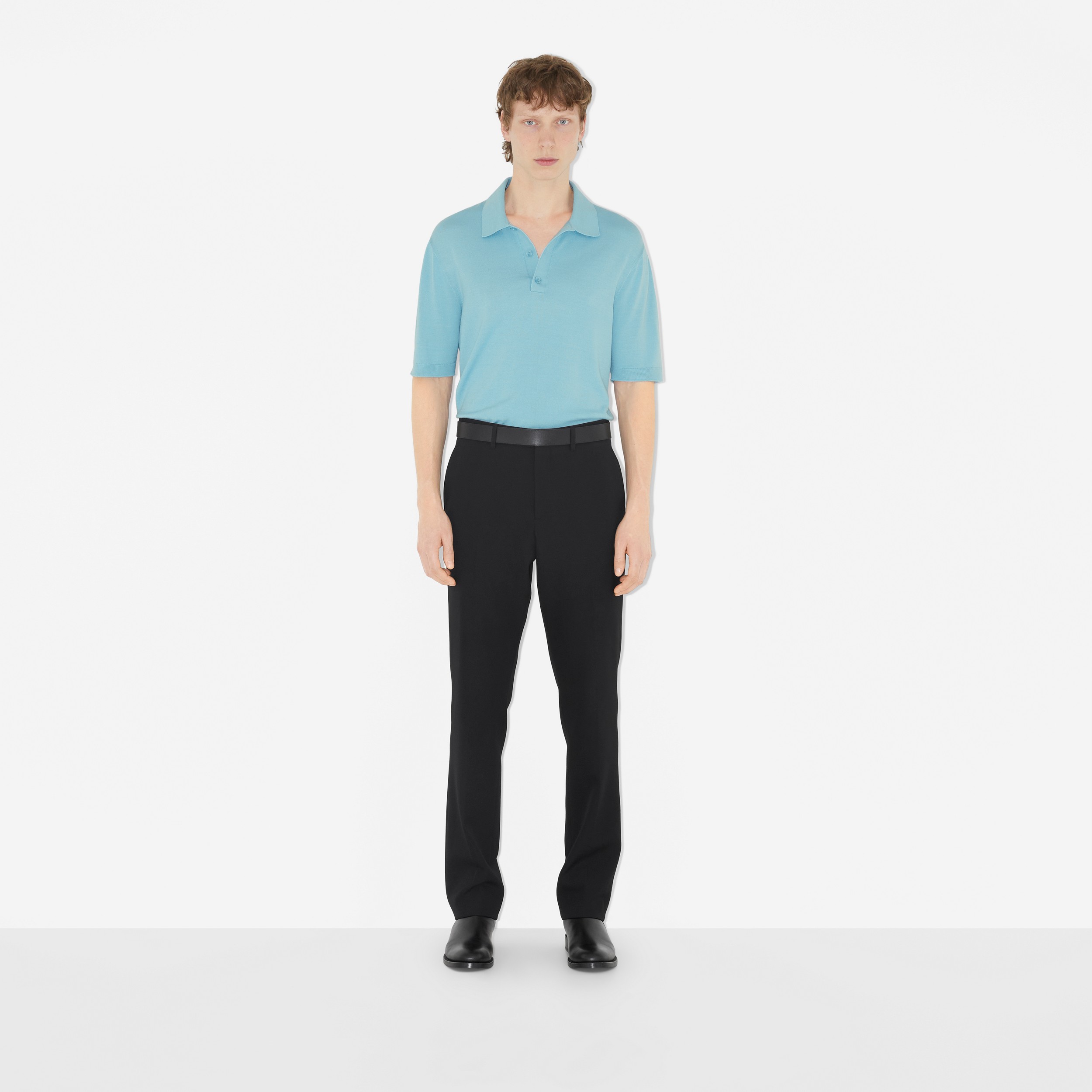 Woll-Seiden-Poloshirt mit Rittermotiv (Kühles Denimblau) - Herren | Burberry® - 2