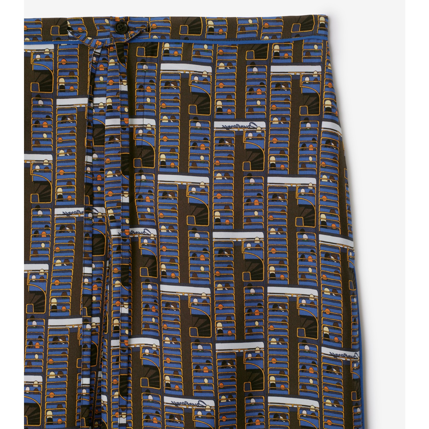 Seiden-Pyjamahose mit Bus-Print