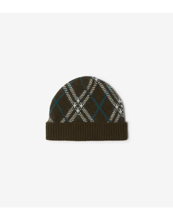 Check Cashmere Beanie